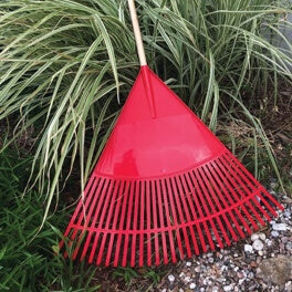 An image of a red fan rake